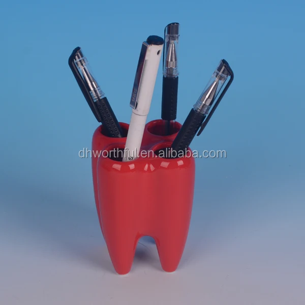 Прекрасный белый в форме зуба керамическая ручка держатель оптом, дешевый керамический зуб карандаш держатель, уникальный зуб ручка контейнер