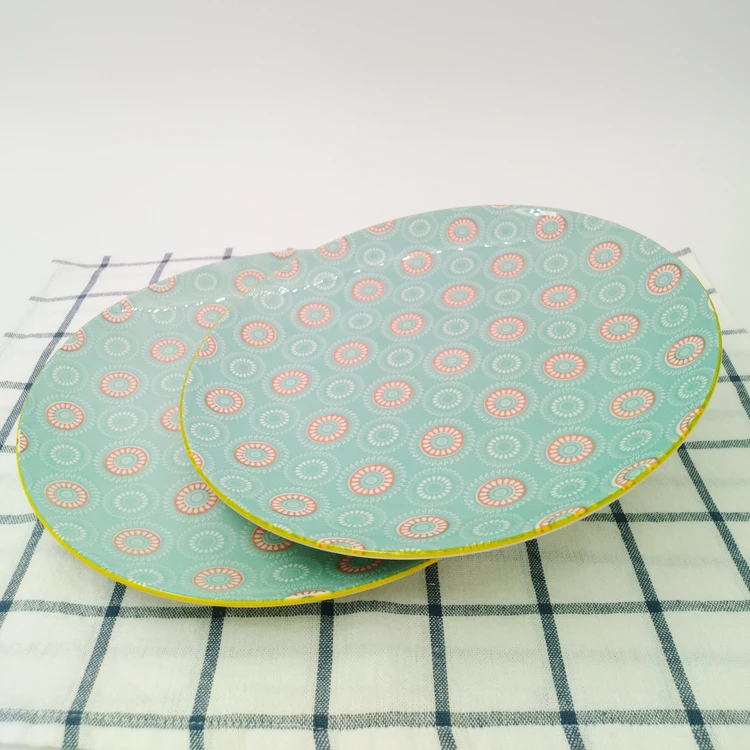 Горячая Распродажа, круглые керамические тарелки с цветочным принтом для ресторана, отеля