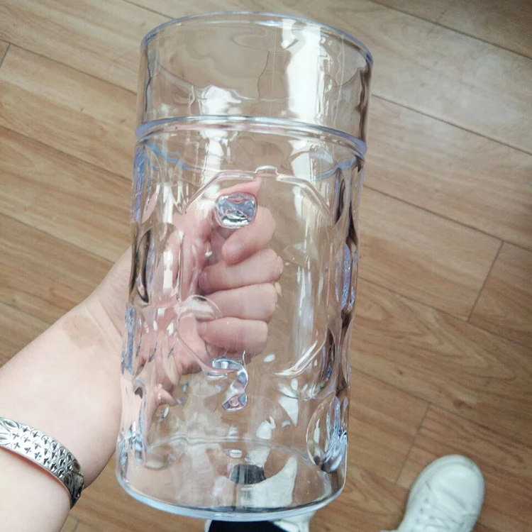 Custom Beer Mug Oktoberfest Style Dimpled Plastic 0.5L Beer Stein for Beer Gardens and Parties