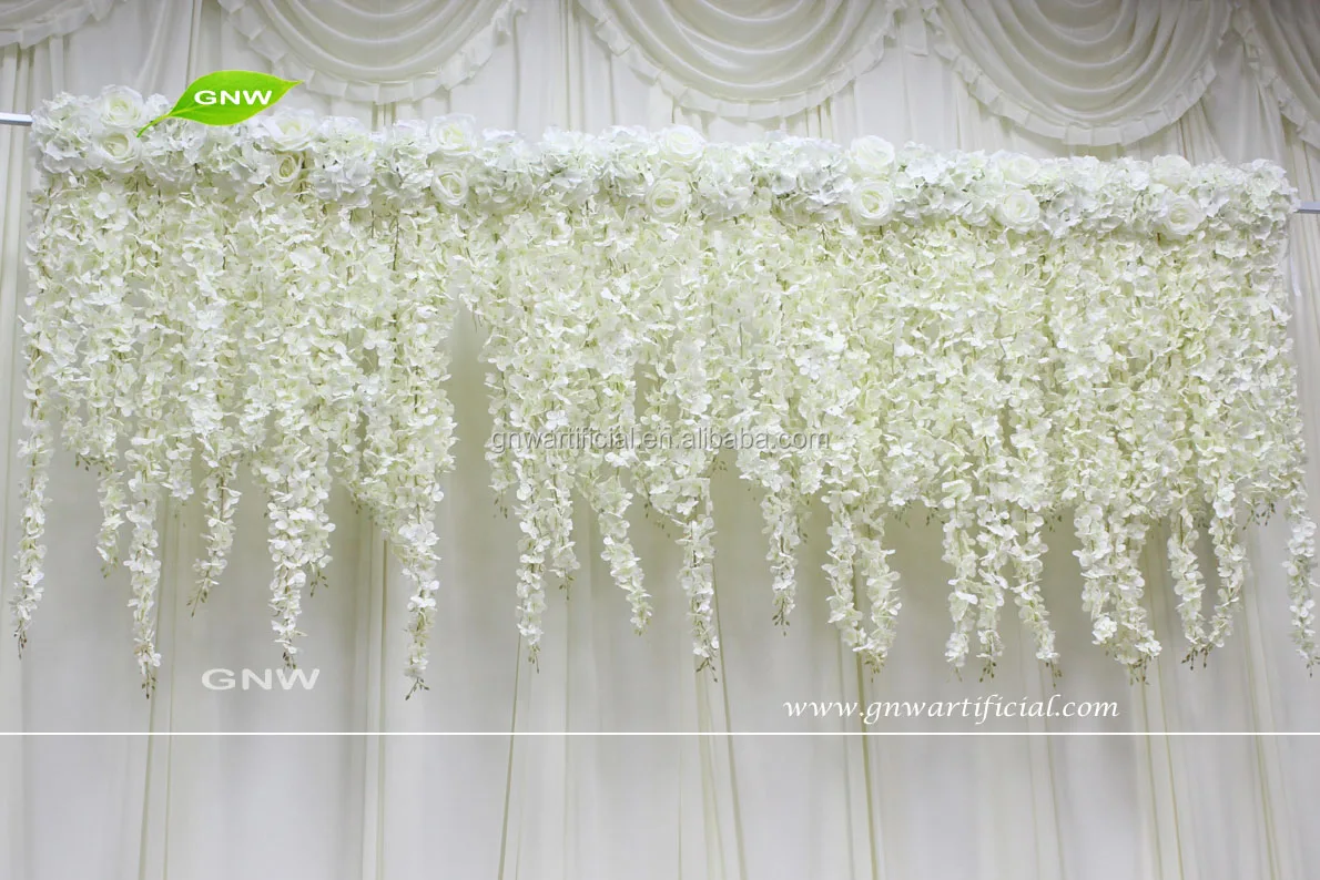 GNW Hanging Wisteria artificial Flower Backdrop Decor Wedding Backdrop Draping white flowers decoration