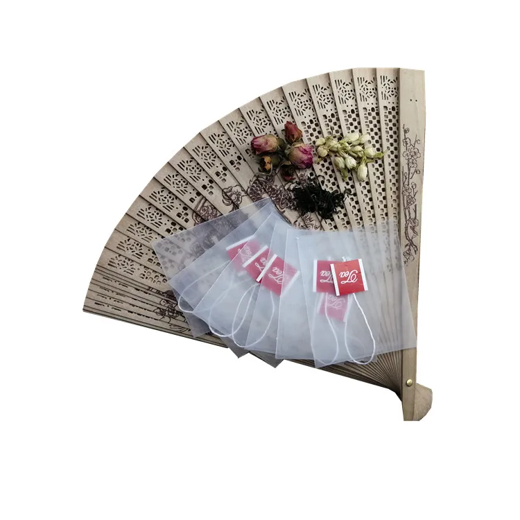 
Wholesale Food Grade Biodegradable Empty pyramid Nylon drawstring Tea Bag 