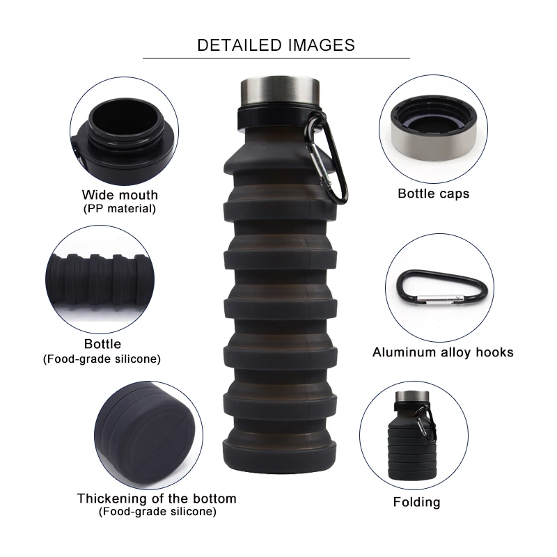 19.5OZ Most Popular Products Outdoor Sports Foldable Collapsible Silicone Smart Water Bottle With Custom Logo