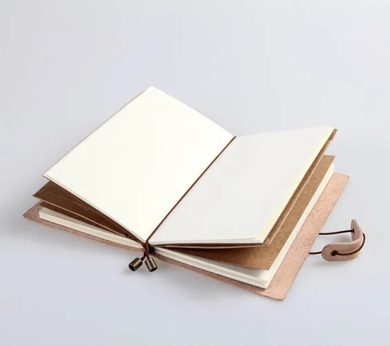 Natural color veg tanned genuine leather notebook with 3 booklets, portable commercial journal for business factory price