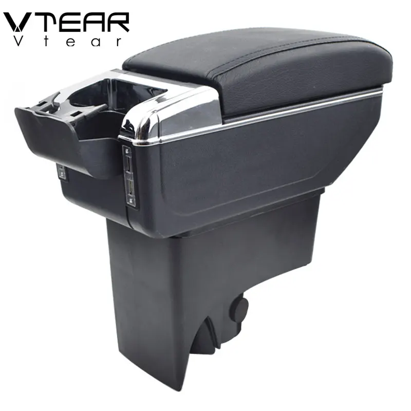 Vtear For Nissan Livina armrest USB Charging heighten Double layer storage box central Store content arm rest car accessories