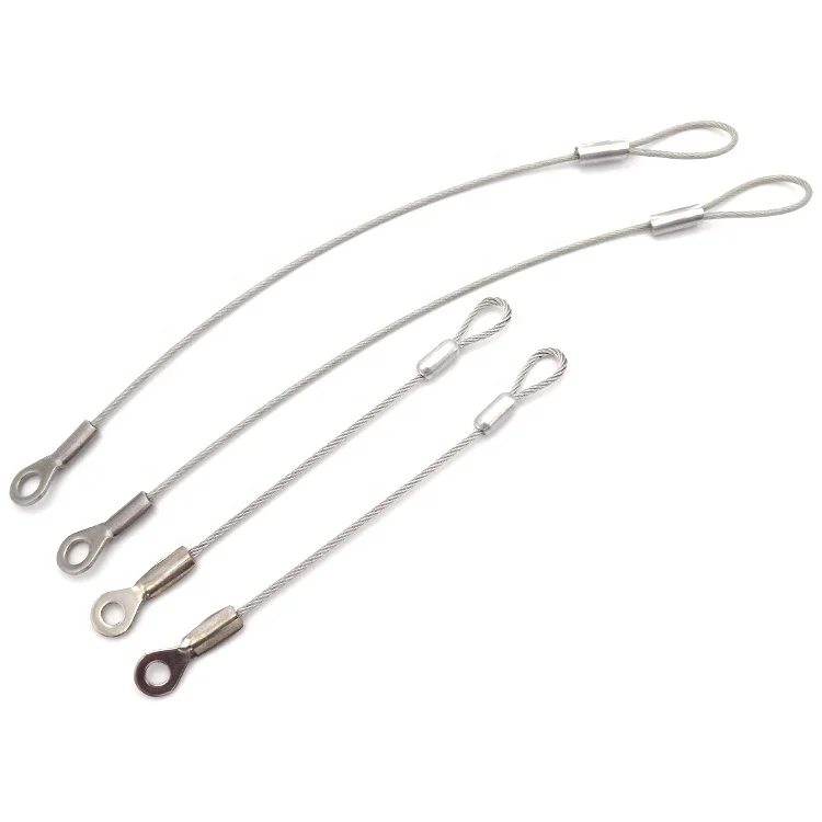 Durable Stainless Steel Cable Lanyard Plastic Coated With Loop And Eyelet Terminal Ends