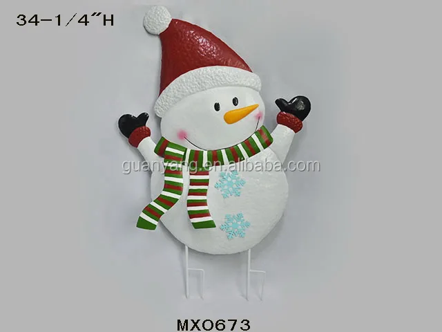 Metal Christmas Holiday Yard Winter Garden Stakes Snowman Santa Stakes