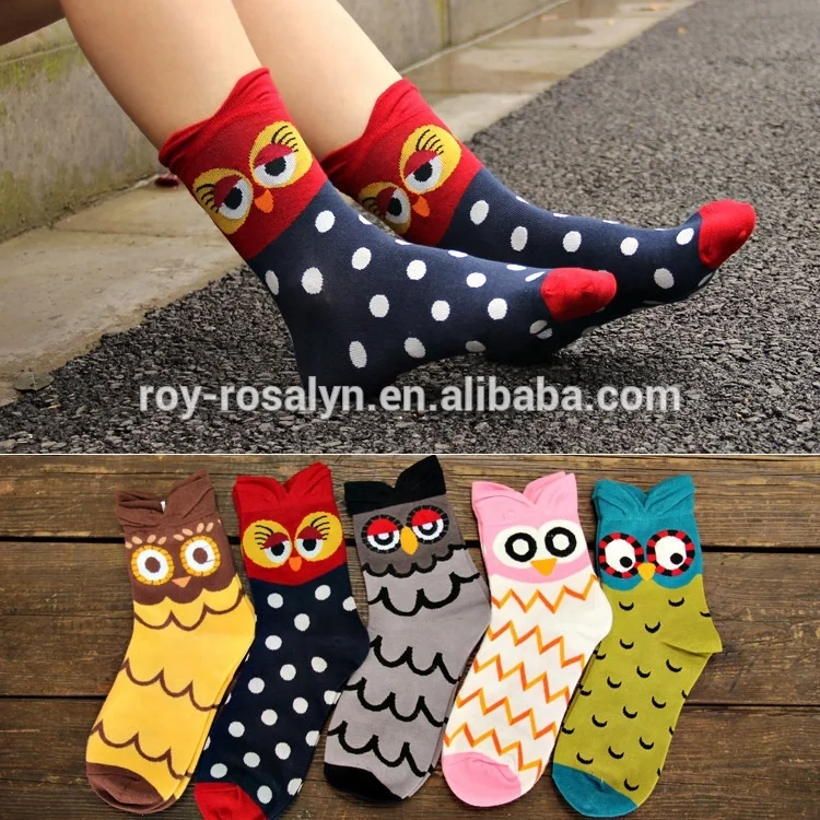 Factory Wholesale New Japanese Cartoon Ladies Crew Socks Owl Cute Kids Socks