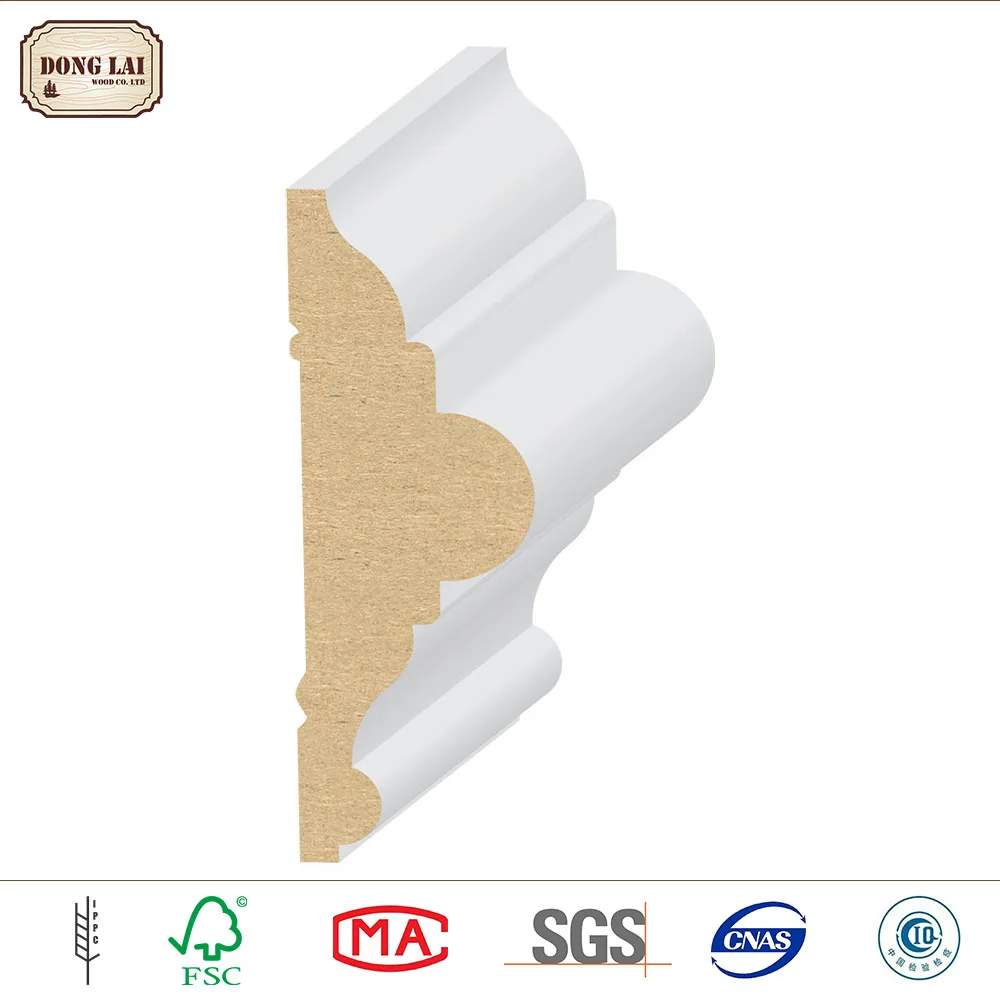 mdf baseboard white gesso painting home decoration items wood moulding