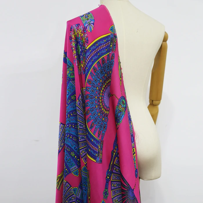 Высококачественная атласная ткань из 100% чистого шелка с цифровым цветочным принтом, фабрика Ханчжоу