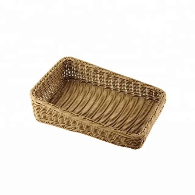 Handmade PP rattan rectangle bread/fruit/vegetable basket
