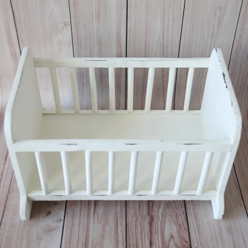 Baby Crib White Newborn Wood Bed Newborn Photo Props Baby Bed Props Wooden Basket for Photoshoot