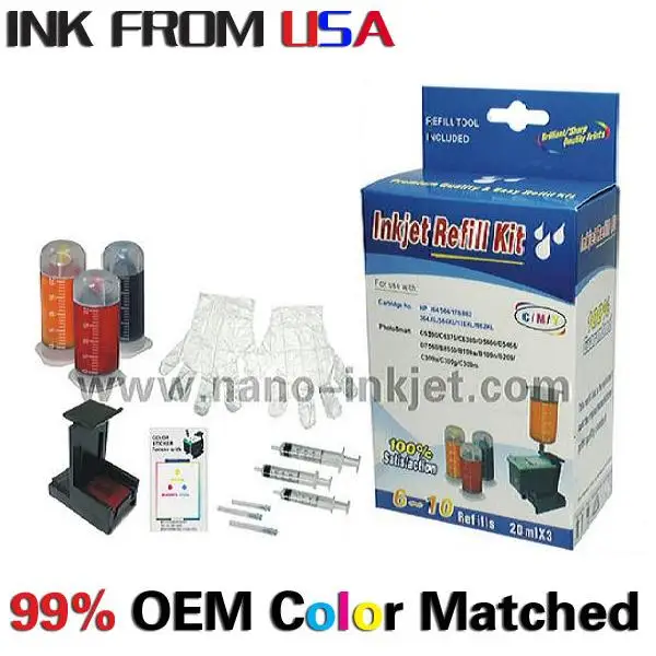 Cartridge Refill Kit for HP 178/364/862/564XL Color ink cartridge