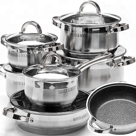 Кухонные принадлежности и набор посуды, наборы кухонной посуды из нержавеющей стали, кухонные принадлежности, наборы кастрюль и сковородок