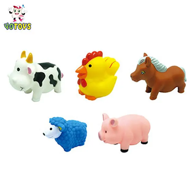 Factory Farm Animal Toy Bulk Soft Plastic Animal Toy Goat Pvc Squeeze Squirt Bath Toy Set for Kids