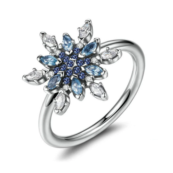 
Hot products snowflake necklace earrings pendant blue cz silver 925 set jewelry set women 