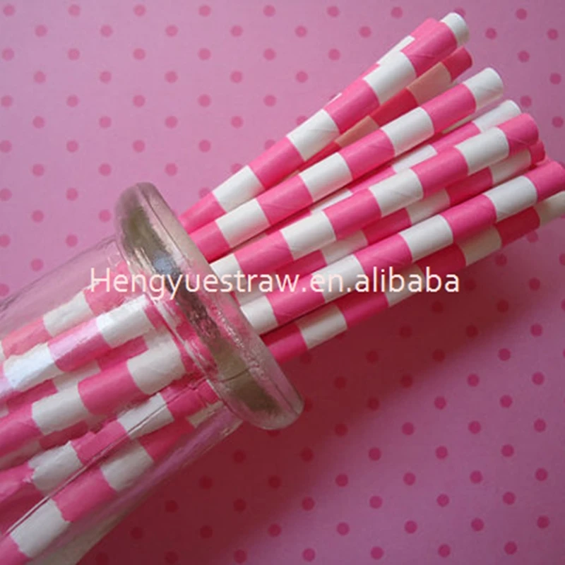 100Pcs/Bag Party Decoration Colorful Diameter 6 Disposable Biodegradable Straw Cocktail Drinking Paper Straw