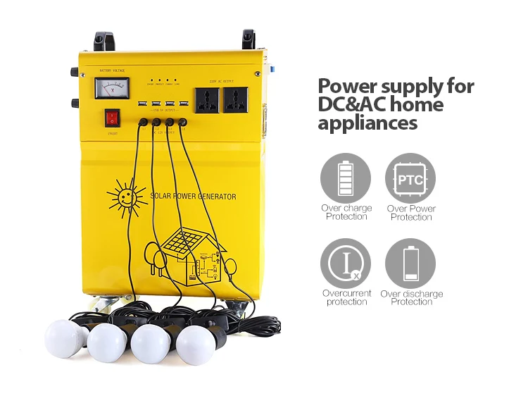 Инвертор для хранения энергии на аккумуляторах 12 В постоянного тока, 500 Вт, портативная электростанция, домашнее освещение, мини Сетевая солнечная энергетическая система