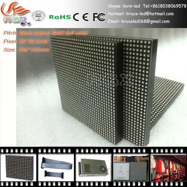 RGX P6 Full Color Module 6mm RGB Indoor Hub 75 1/8 Scan 192*96mm 32*16 Pixel SMD 3 in 1 P6 LED Sign Module