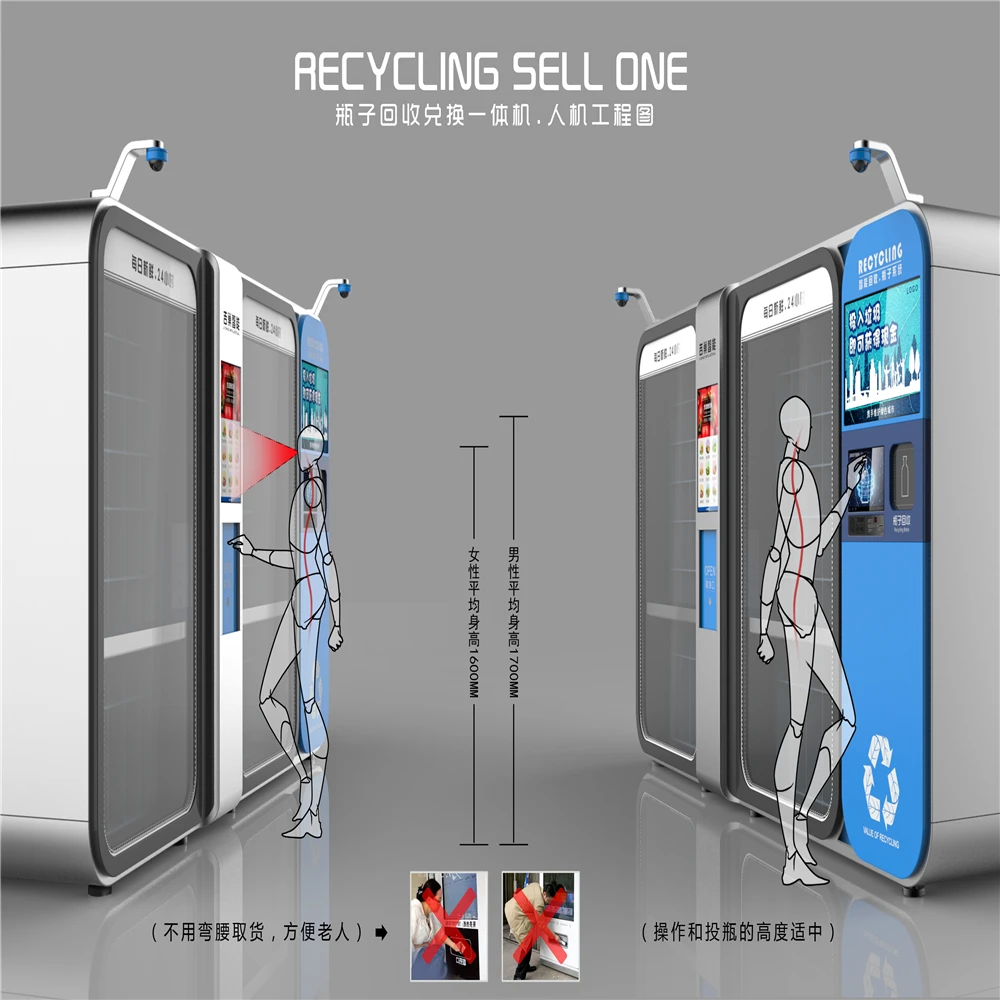 Advertising media beverage bottle automatic environmental protection recycling vending machine display [customized]