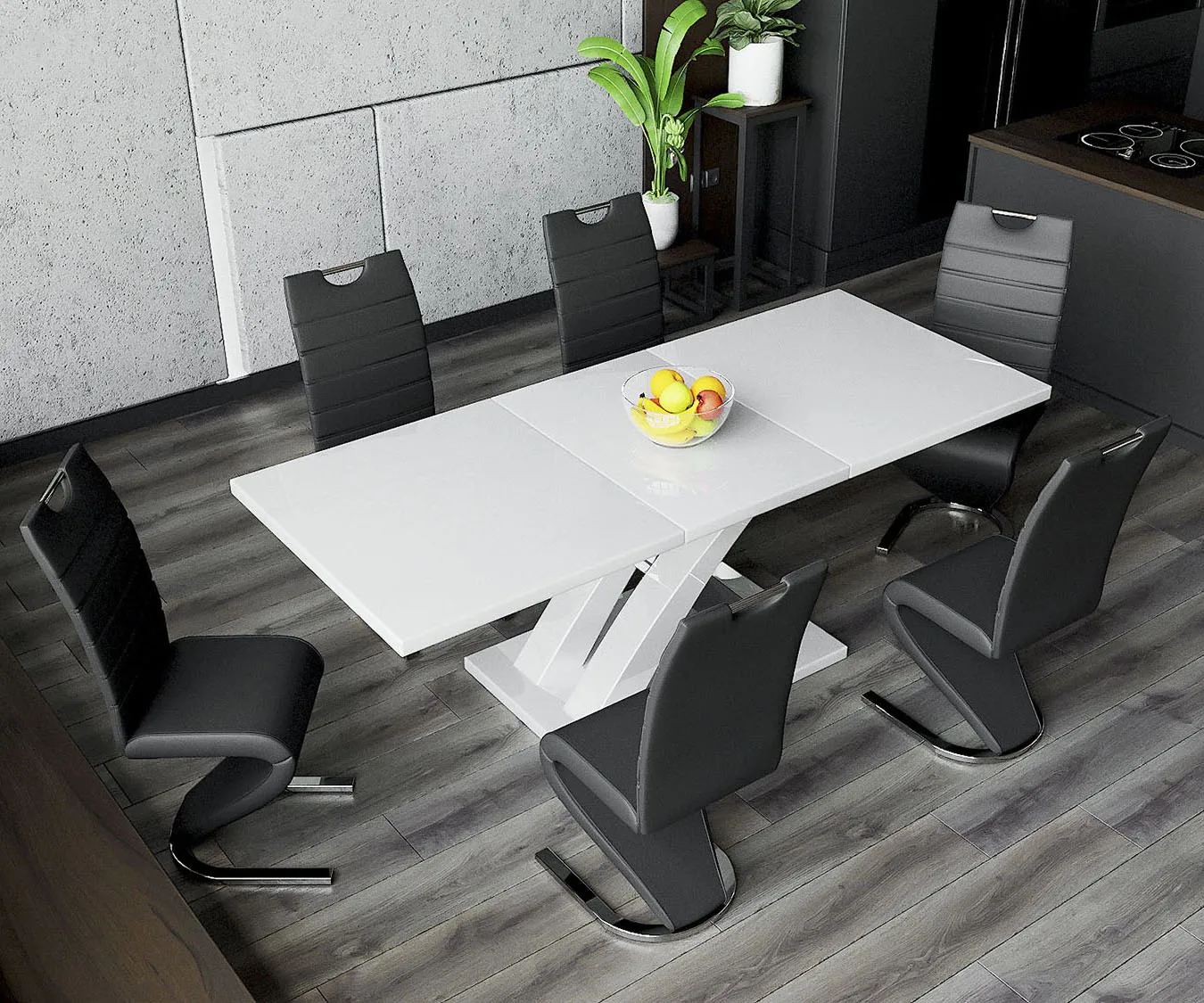 Современные белые высокие глянцевые удлинители с перекрестными ножками, итальянские выдвижные столы, обеденные столы, деревянный обеденный стол, мебель