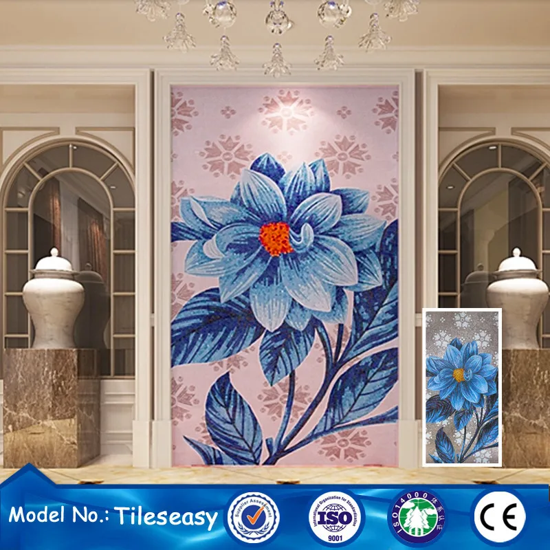 interior wall decoration glass flower mosaic tile pictures pattern