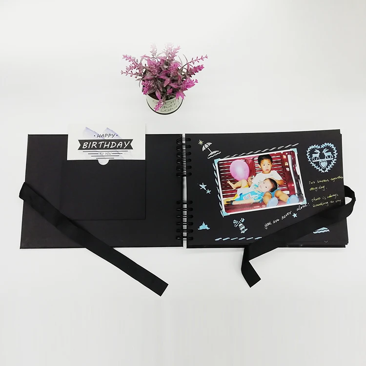 Marble Print PU Leather Spiral Binding DIY Recordable Photo Album For Baby