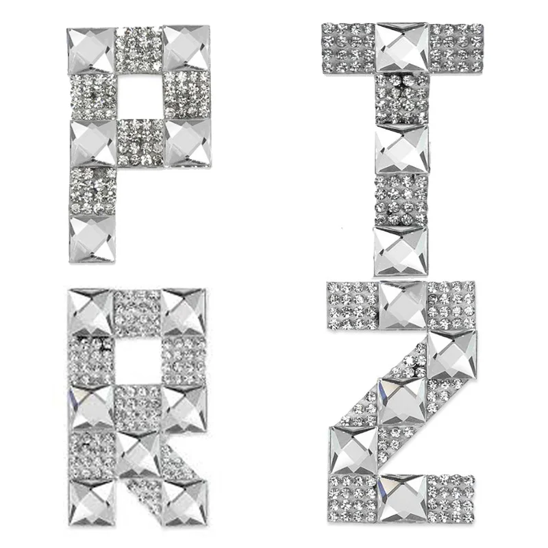 Factory custom adhesive iron on rhinestone letters bag iron numbers patches in bulk