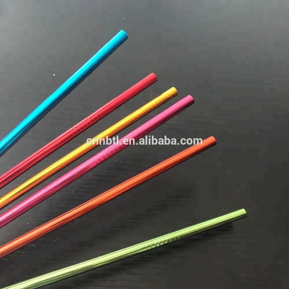 
6mm Food grade aluminum straw stainless steel drinking straw with various colors bulk order 
