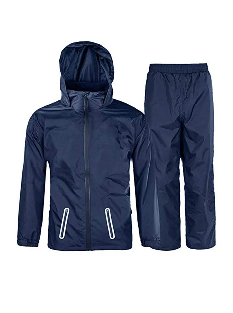 Rain Suit for Kids Waterproof Rainsuit Hooded Rainwear (Jacket & Trouser Suit)