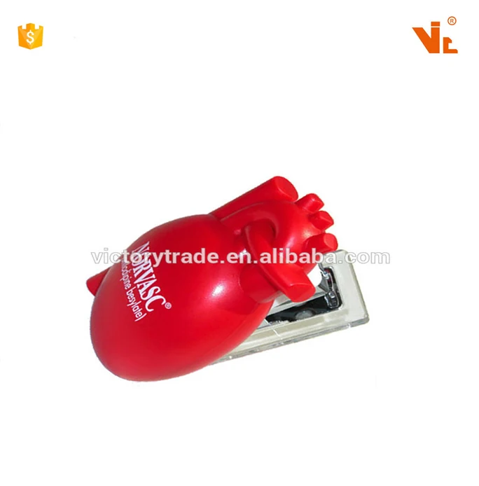 V-GF10-09 plastic blue mini heart shaped desktop stapler office desk organizer