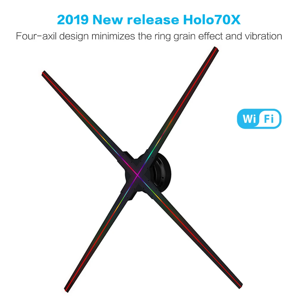  GIWOX HOLO 70 3D светодиодный голографический вентилятор SD-карта WiFi 7d проектор с 4 лезвиями разрешение 1024P для