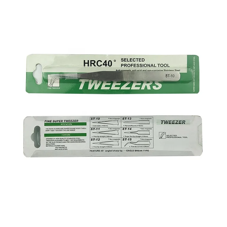 
ST-10 Straight Non Magnetic Industrial Stainless Steel Chip ESD Tweezer Tools For Mobile Phone 