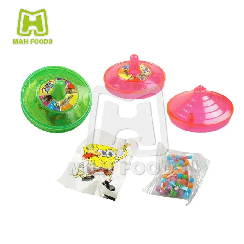 Chinese King Battle Plastic Spinning Top Candy Gyro Toys Candy with Sticker