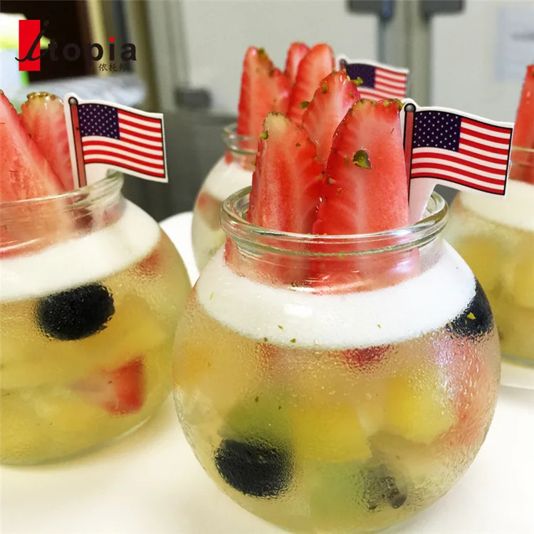 200ml Round Ball Pudding Glass Jar, Candy Beverage Glass Gottle, Pudding jar with PE lid