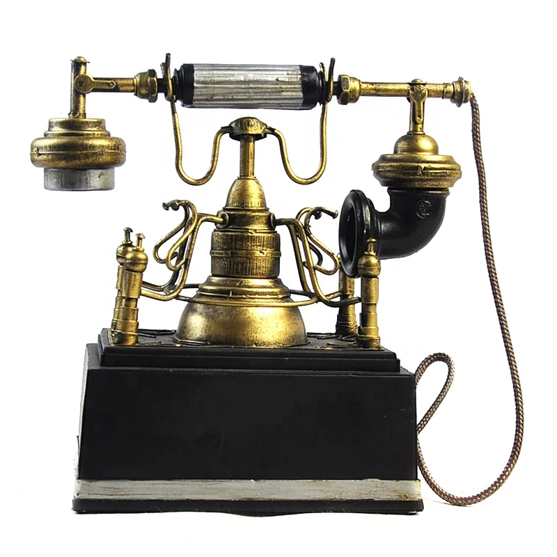 Retro Metal Crafts Vintage Telephone Decorative Antique Iron Old Phone Model For Bar Decoration