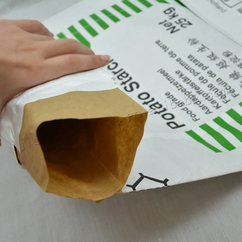 Stand up white kraft paper flour bag for potato starch, corn wheat flour,green bean powder