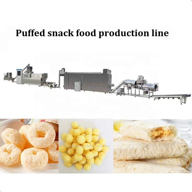 China tasty corn puffs cheese ball snack food make equipment machinery line