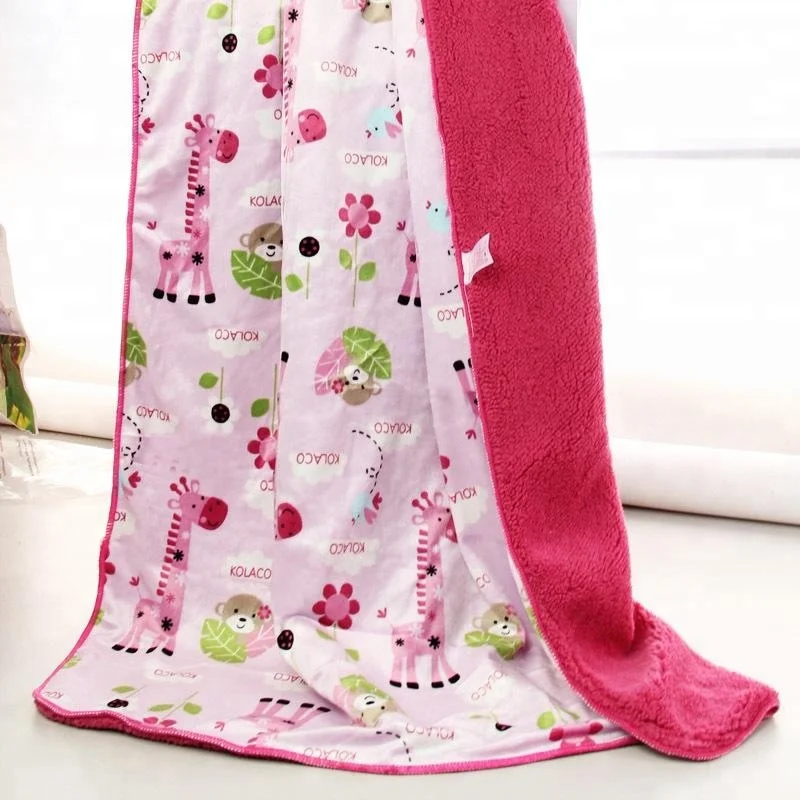 
Wholesale Kids Carton Printed Plush Fleece baby animal Blanket 