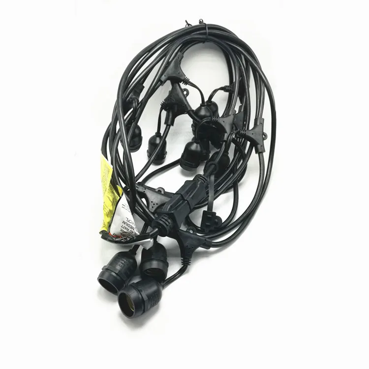 24 Feet Commercial Grade Outdoor LED String Lights Weatherproof with 12 Hanging Sockets 18 Edison Bulbs Included IP65 Rating