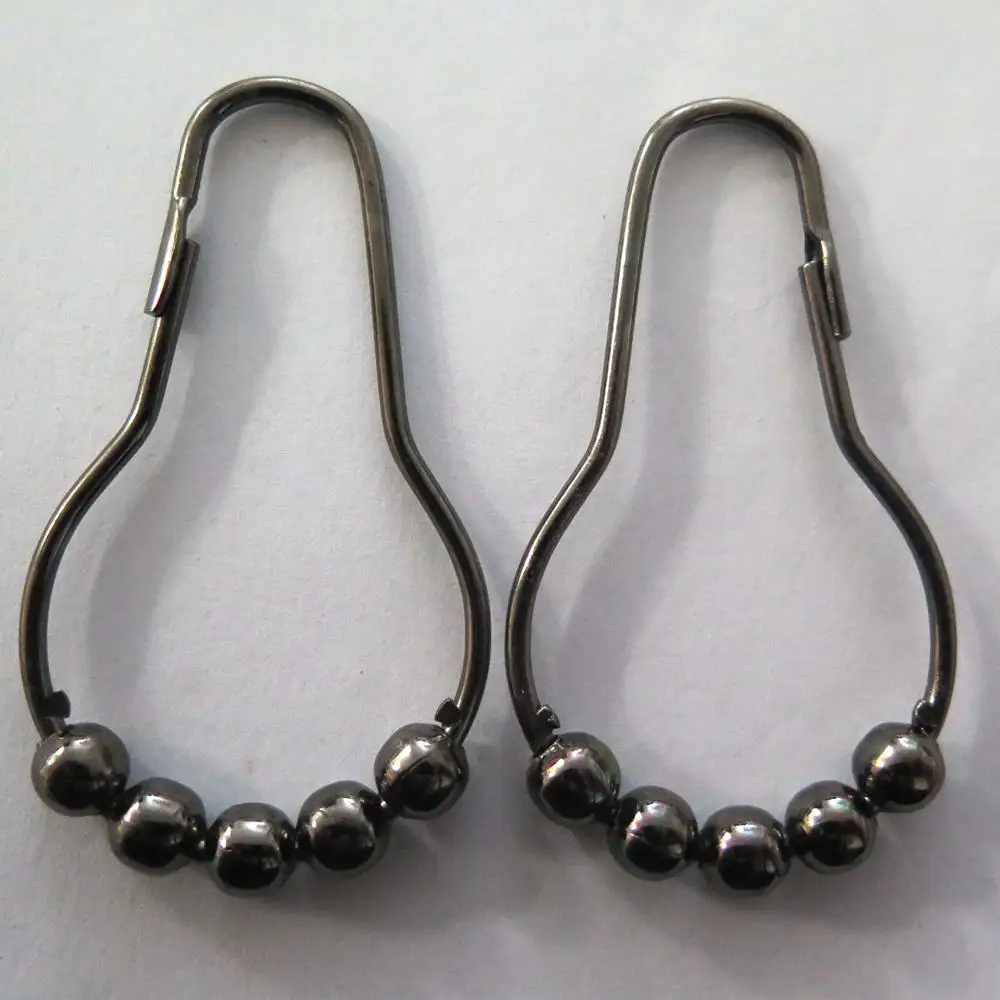 12PCS/Bag Shower Curtain Rings Black Nickel Plated Shower Curtain Hook