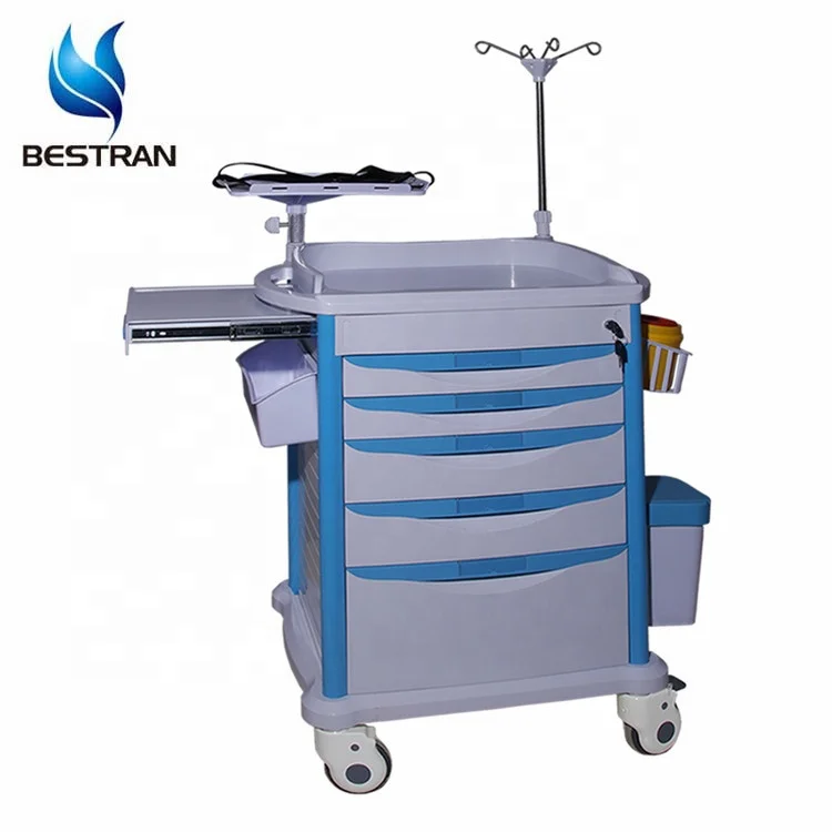 BT-EYN10 5-drawers abs plastic emergency drugs equipment hospital ward patient medical cash cart trolley with wheels price
