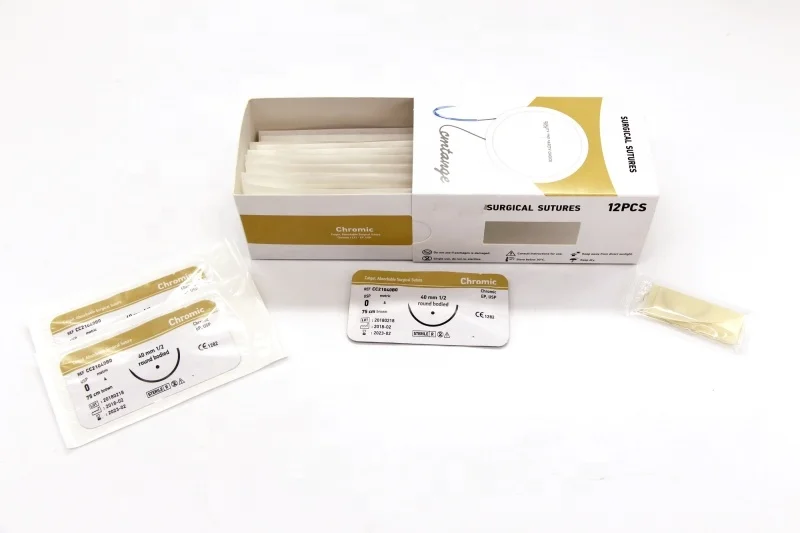 
CE approved brown degraded Catgut surgical suture thread with needles 