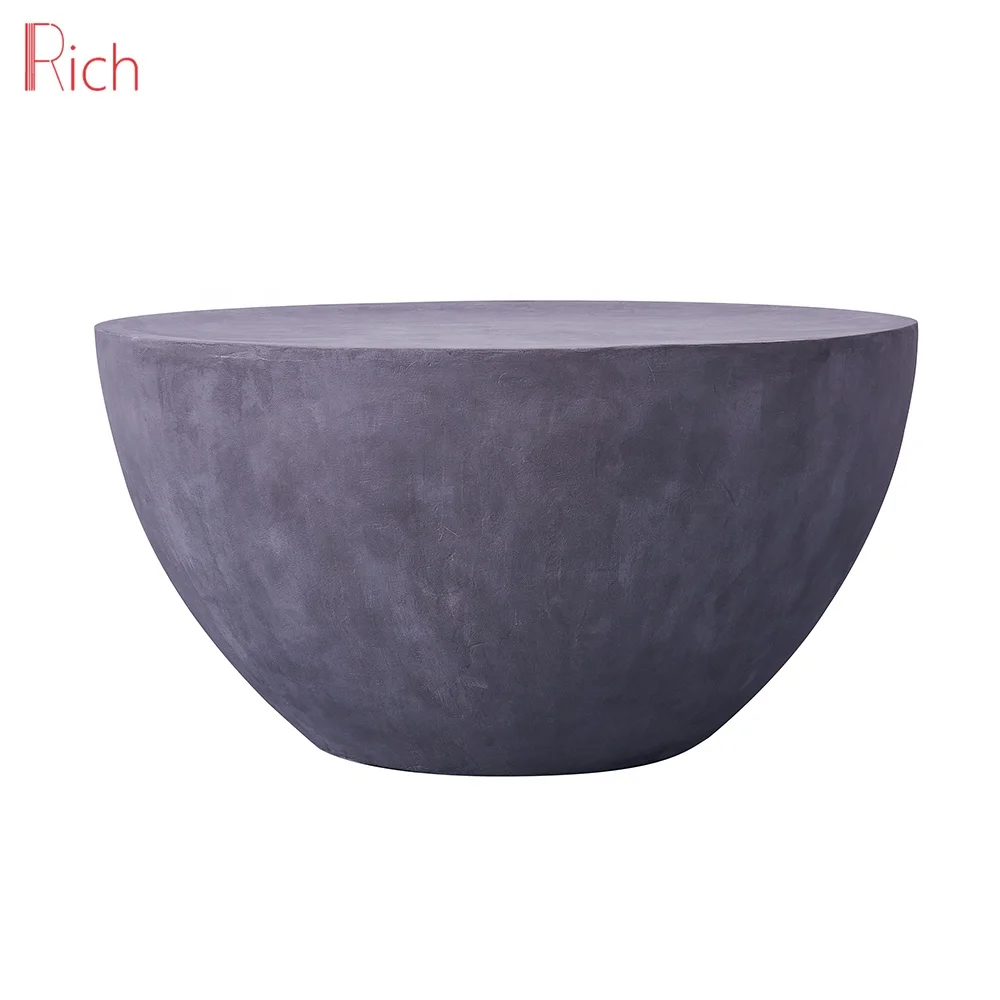 Mid Cemtury Home Furniture Living Room Bowl-Shaped Cement End Table