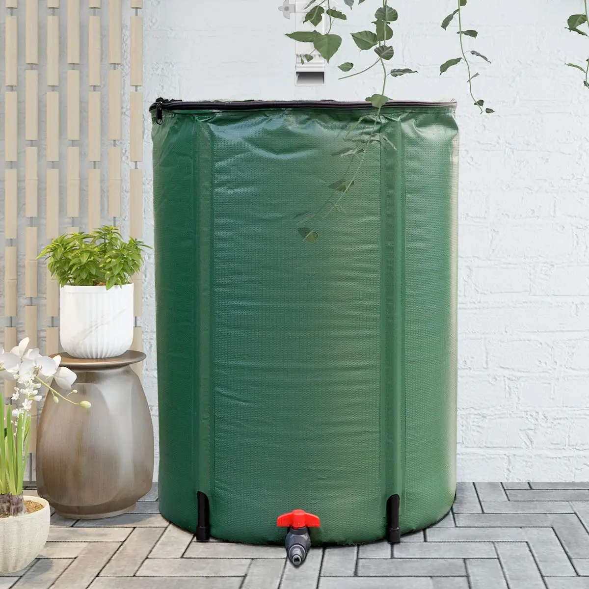 CHIN-UP 198Gallon Portable Rain Barrel Water Collector Collapsible Tank w/Spigot Filter Water Storage Container