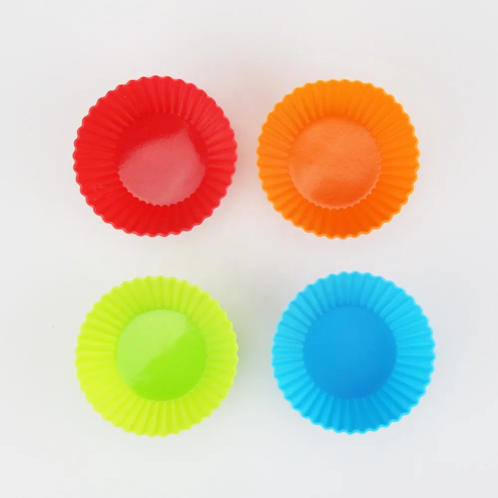 Wholesale Baking Tools Round Shaped Customized Size Colorful Food-grade Silicone  Muffin Cups Cake Molds