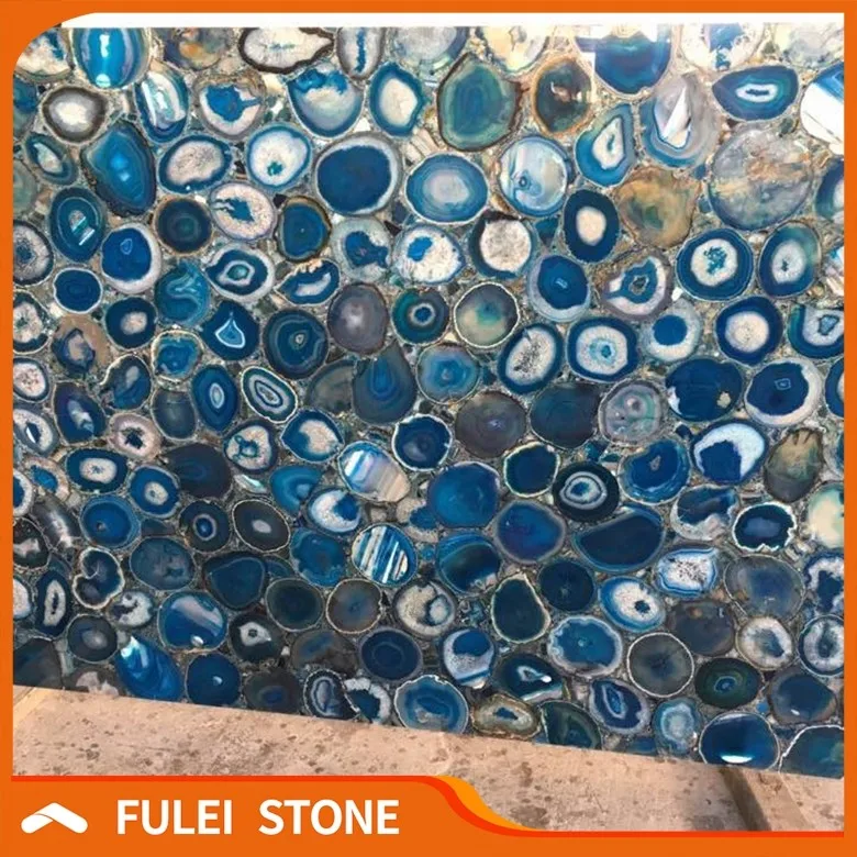 Wholesale Large Semiprecious Gemstone Stone Blue Agate Stone Slab
