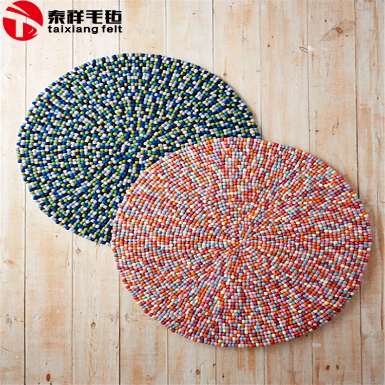 High Quality Nepal Handmade Rectangular Felt Ball Carpets & Rugs
