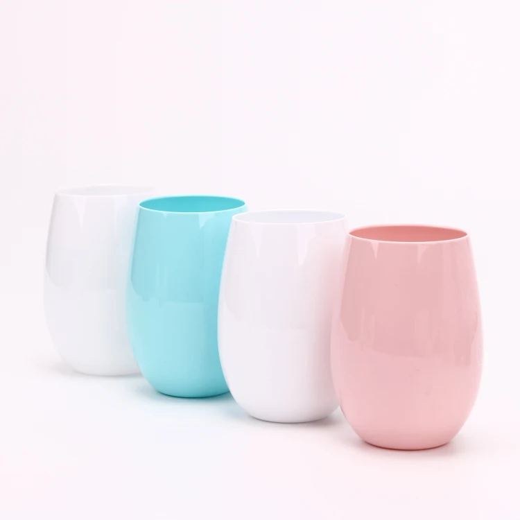 Plastic Wine Glasses Stemless Wine Cup 16 ounce  Clear Plastic Unbreakable Wine Glasses Disposable Reusable