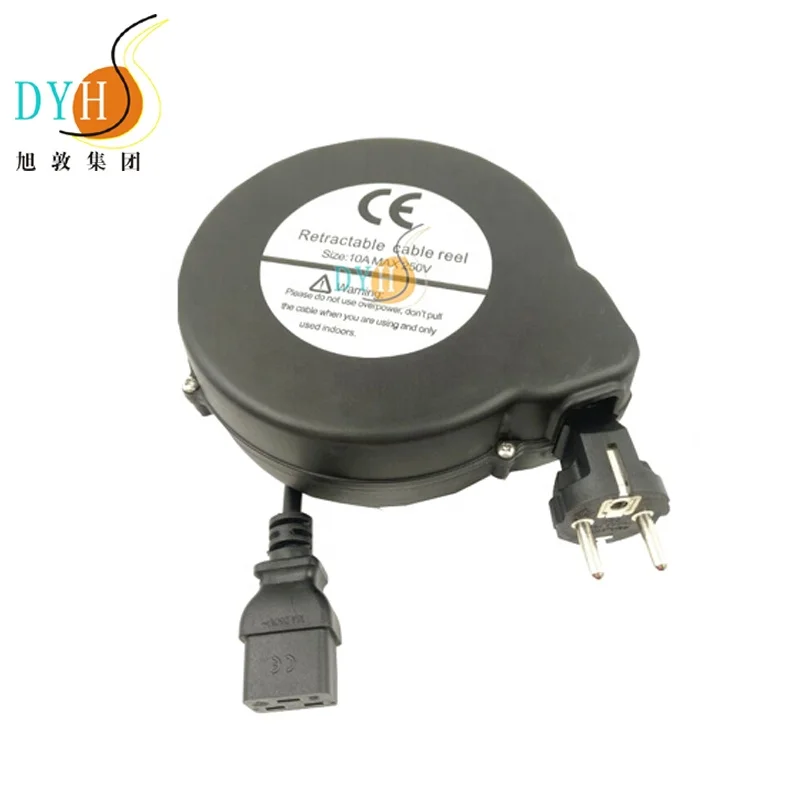 Потолочный выдвижной кабель питания с европейской вилкой, 5 м, катушка для электроники