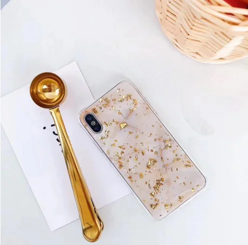 Simple Gold Foil Bling Marble Case For iPhone X XS Max XR Phone Case Soft TPU Cover For iPhone 7 8 6 6s Plus Glitter Case